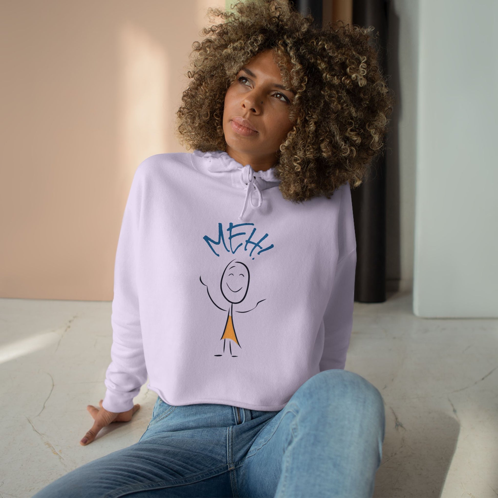 Meh Crop Hoodie - Feeling Meh Funny Graphic