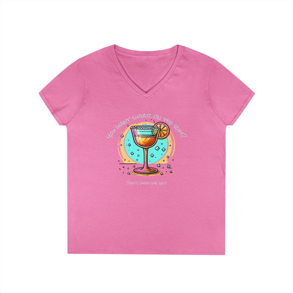 V-Neck T-Shirt Sugary Rim Funny Quote Women's Tee