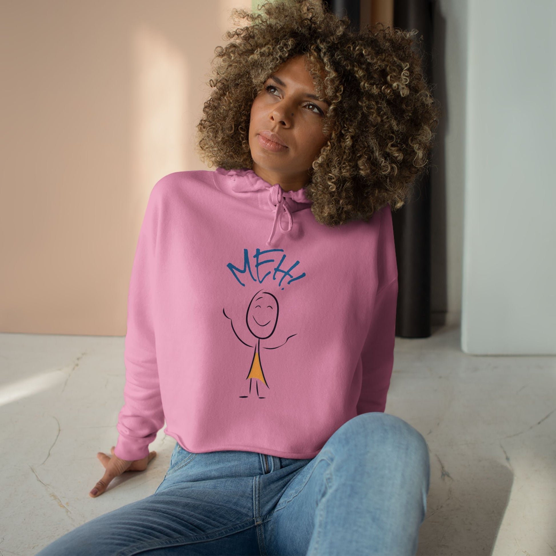 Meh Crop Hoodie - Feeling Meh Funny Graphic