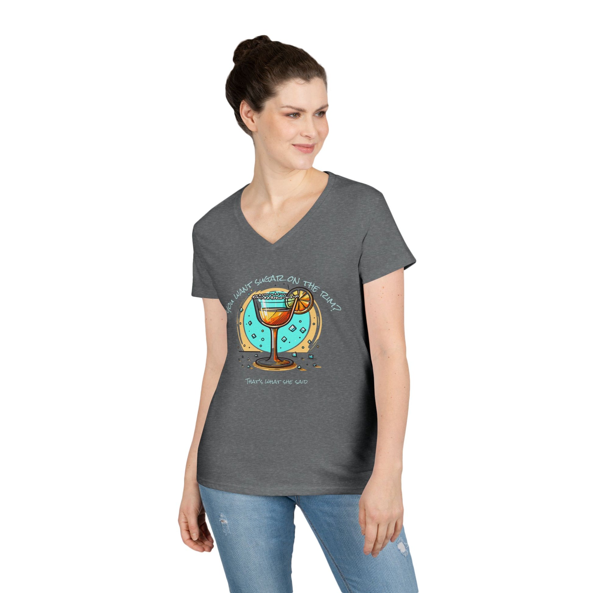 V-Neck T-Shirt Sugary Rim Funny Quote Women's Tee