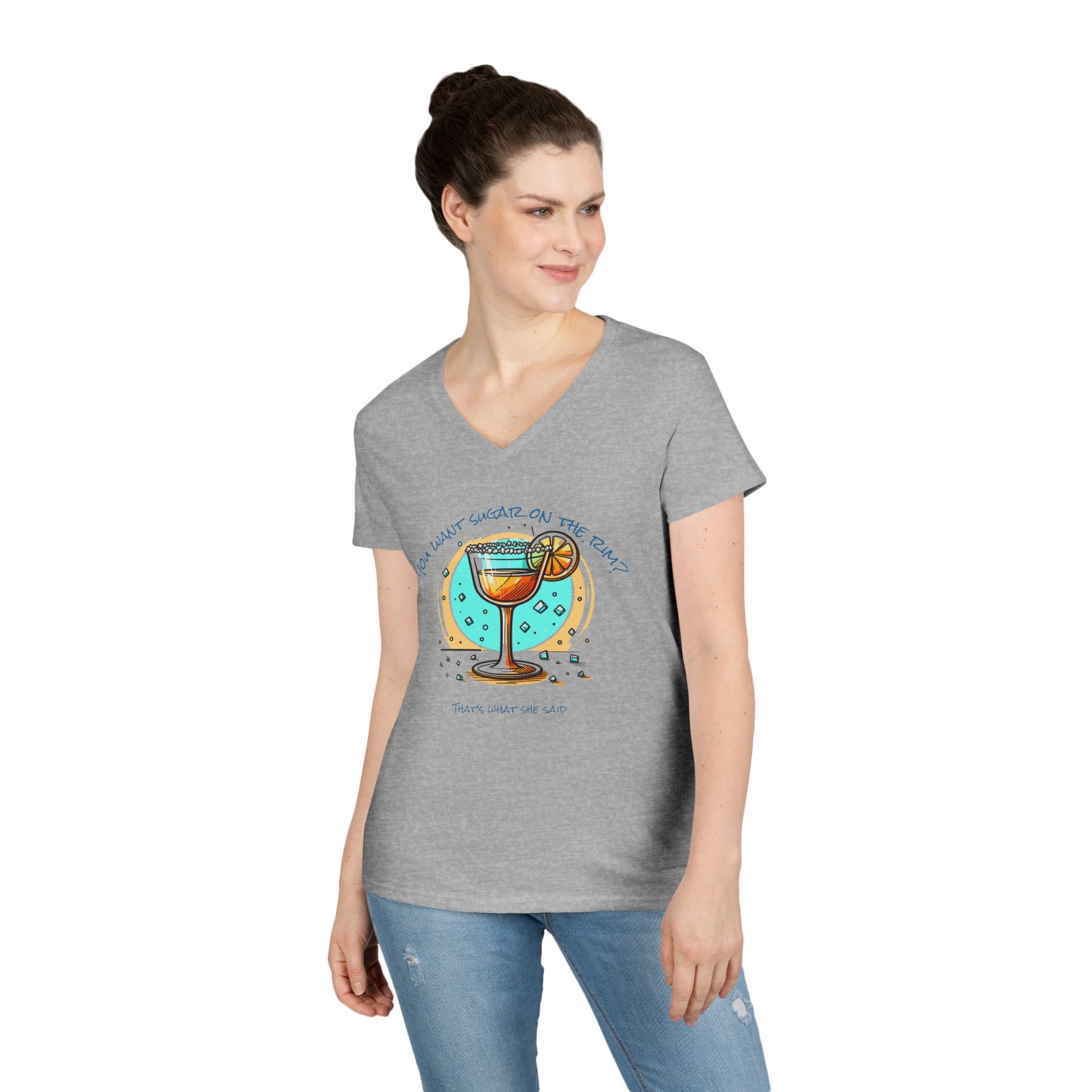 V-Neck T-Shirt Sugary Rim Funny Quote Women's Tee
