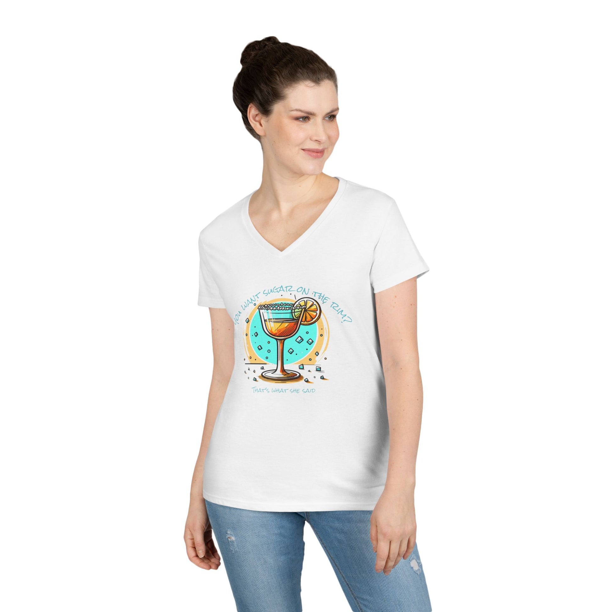 V-Neck T-Shirt Sugary Rim Funny Quote Women's Tee