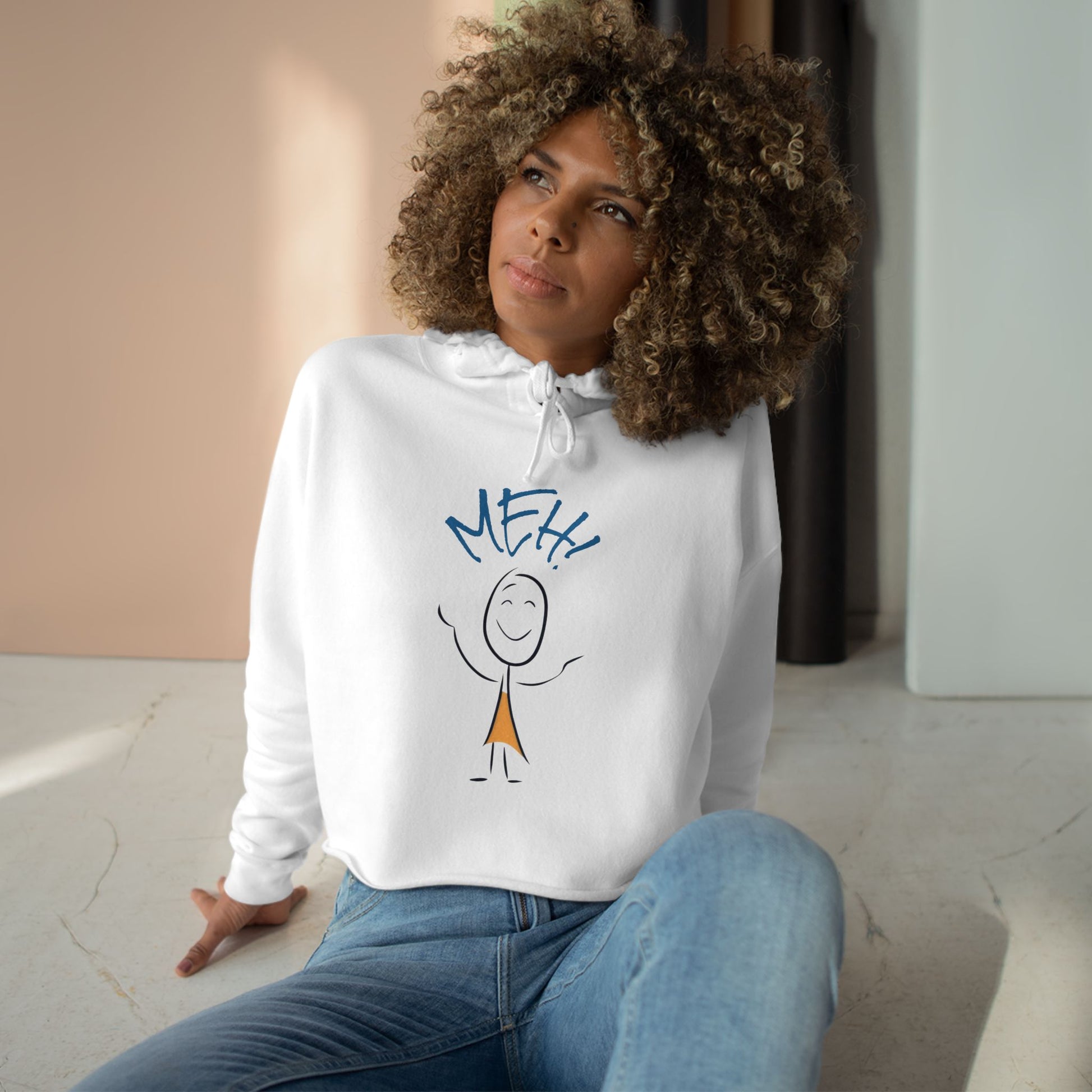 Meh Crop Hoodie - Feeling Meh Funny Graphic