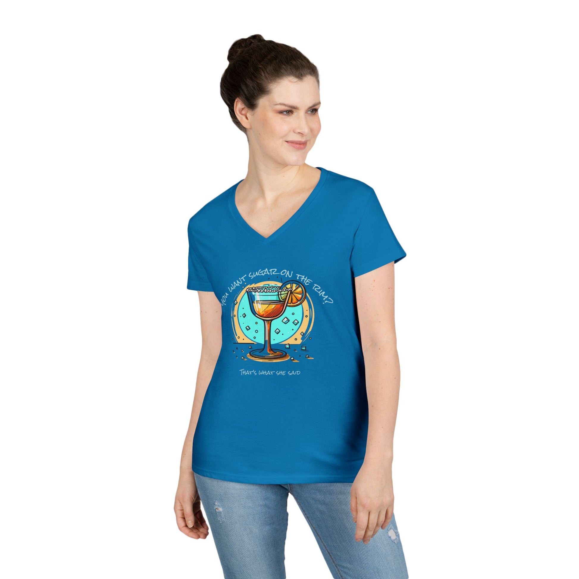 V-Neck T-Shirt Sugary Rim Funny Quote Women's Tee