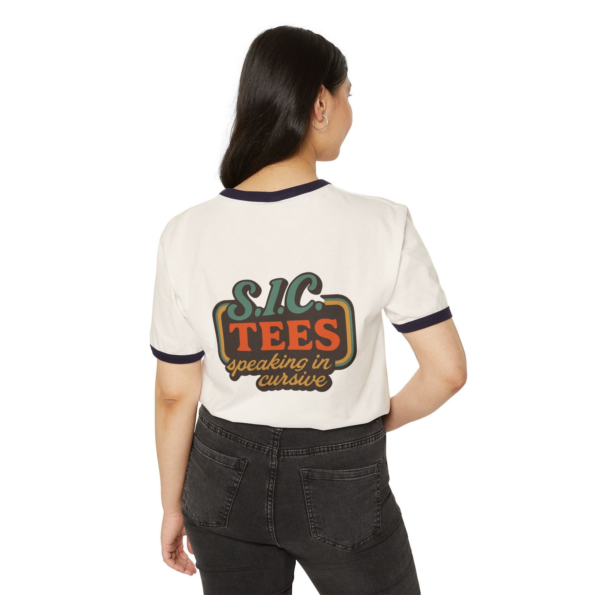 Cursive Retro Ringer Tee