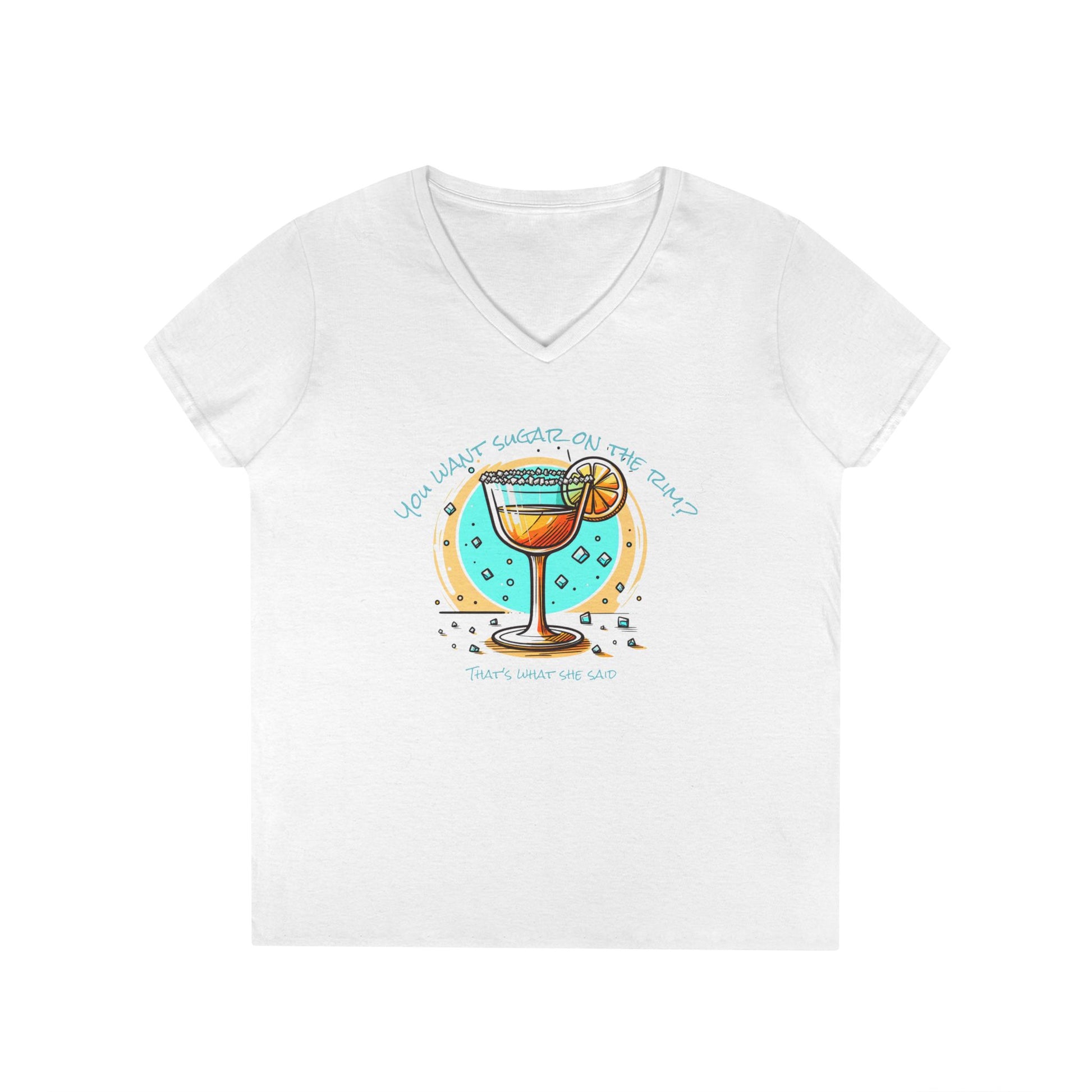 V-Neck T-Shirt Sugary Rim Funny Quote Women's Tee