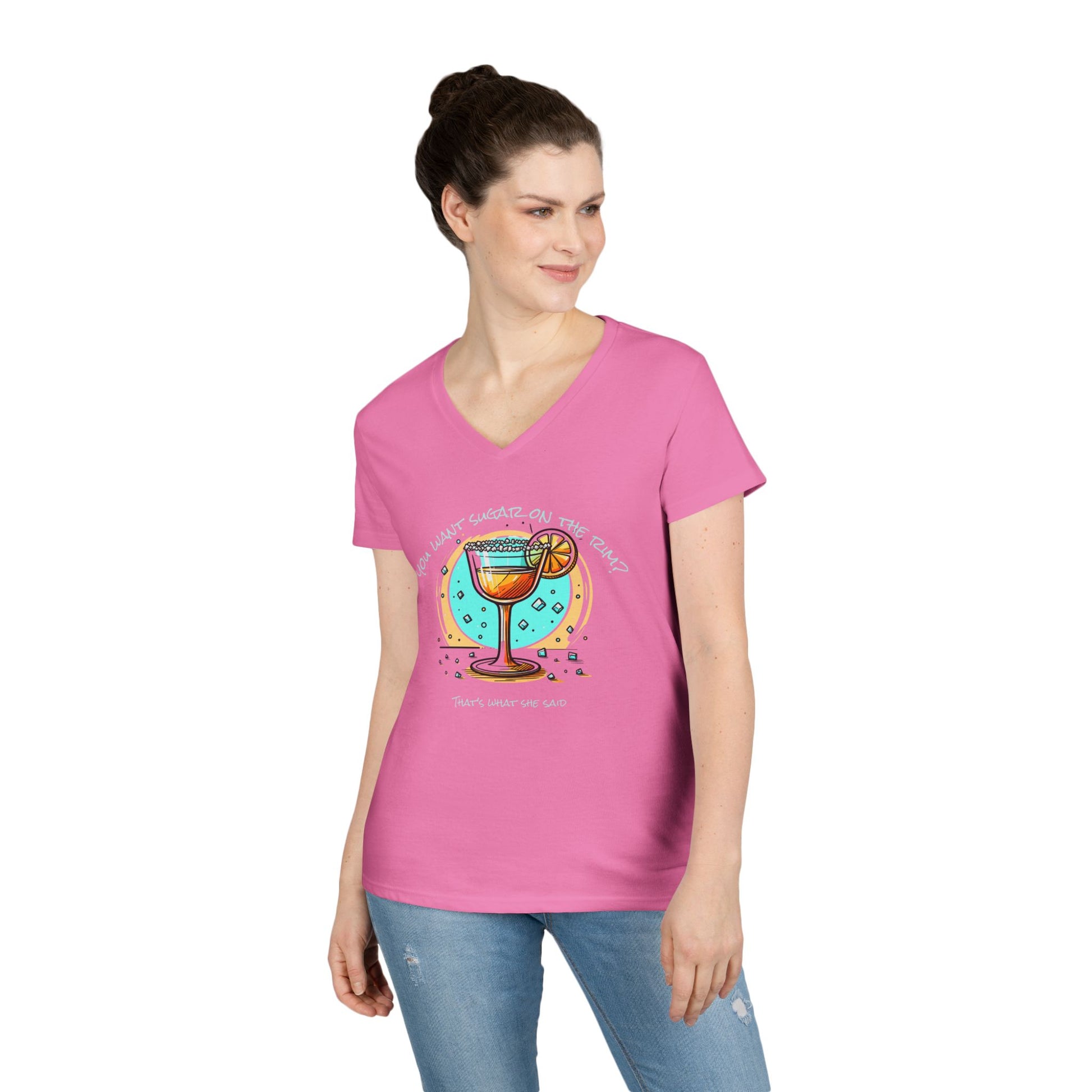 V-Neck T-Shirt Sugary Rim Funny Quote Women's Tee