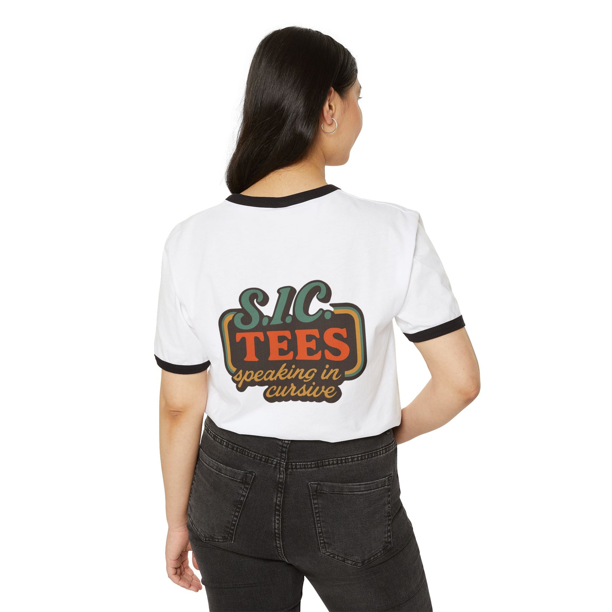 Cursive Retro Ringer Tee