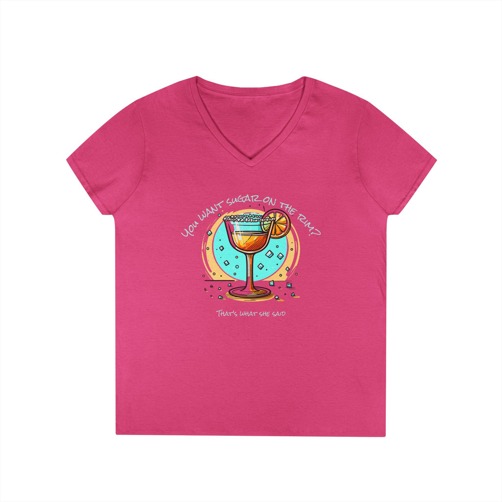 V-Neck T-Shirt Sugary Rim Funny Quote Women's Tee