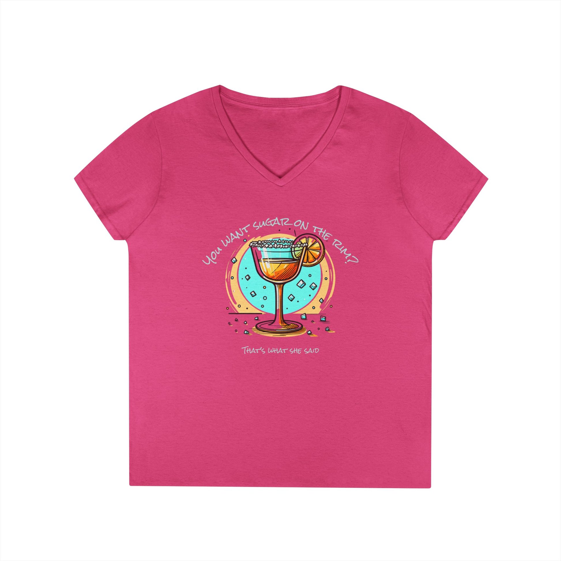 V-Neck T-Shirt Sugary Rim Funny Quote Women's Tee