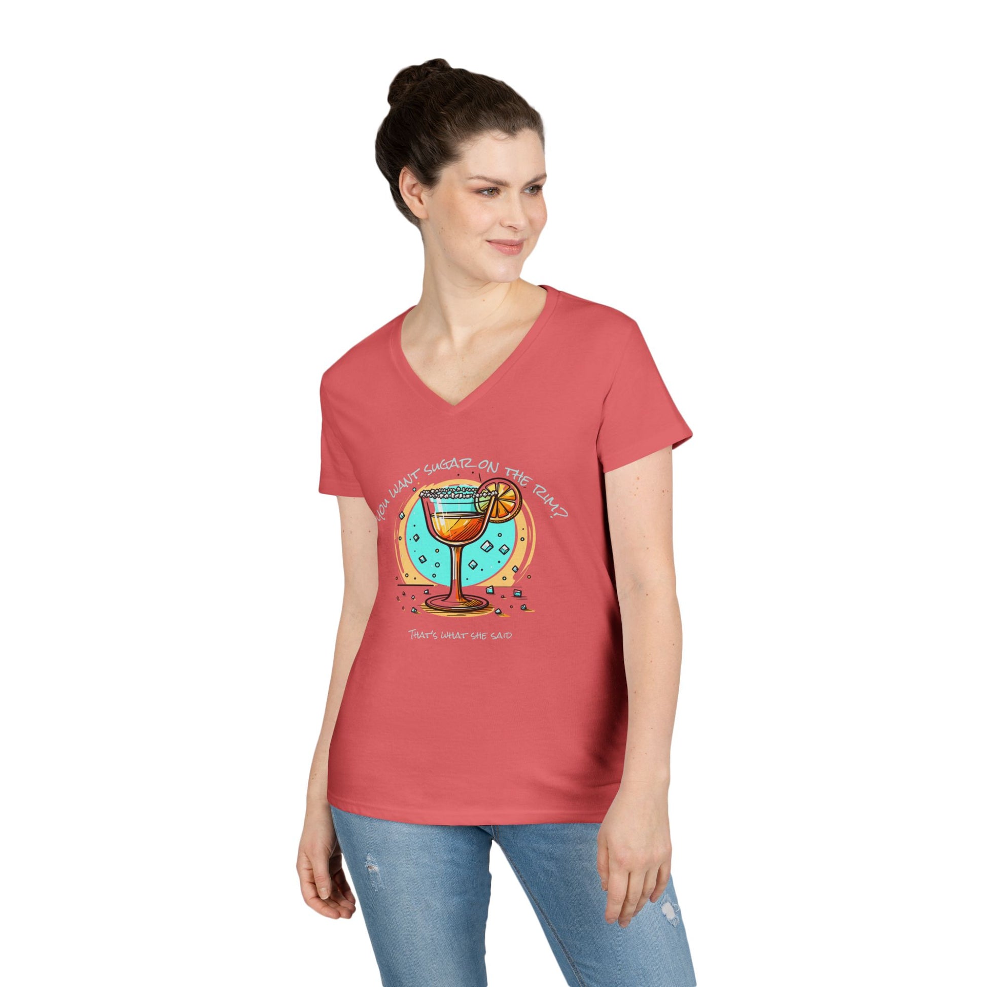 V-Neck T-Shirt Sugary Rim Funny Quote Women's Tee