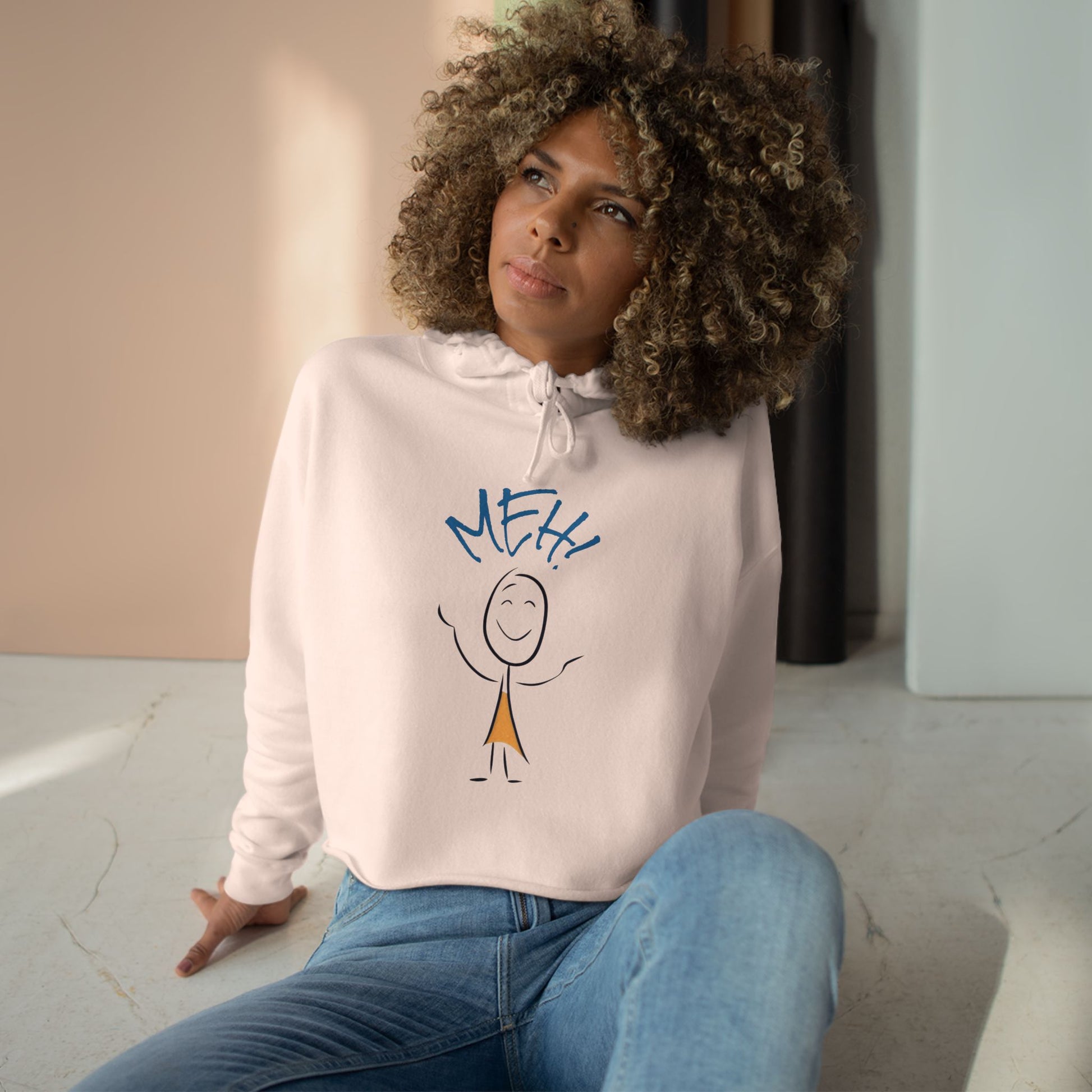 Meh Crop Hoodie - Feeling Meh Funny Graphic