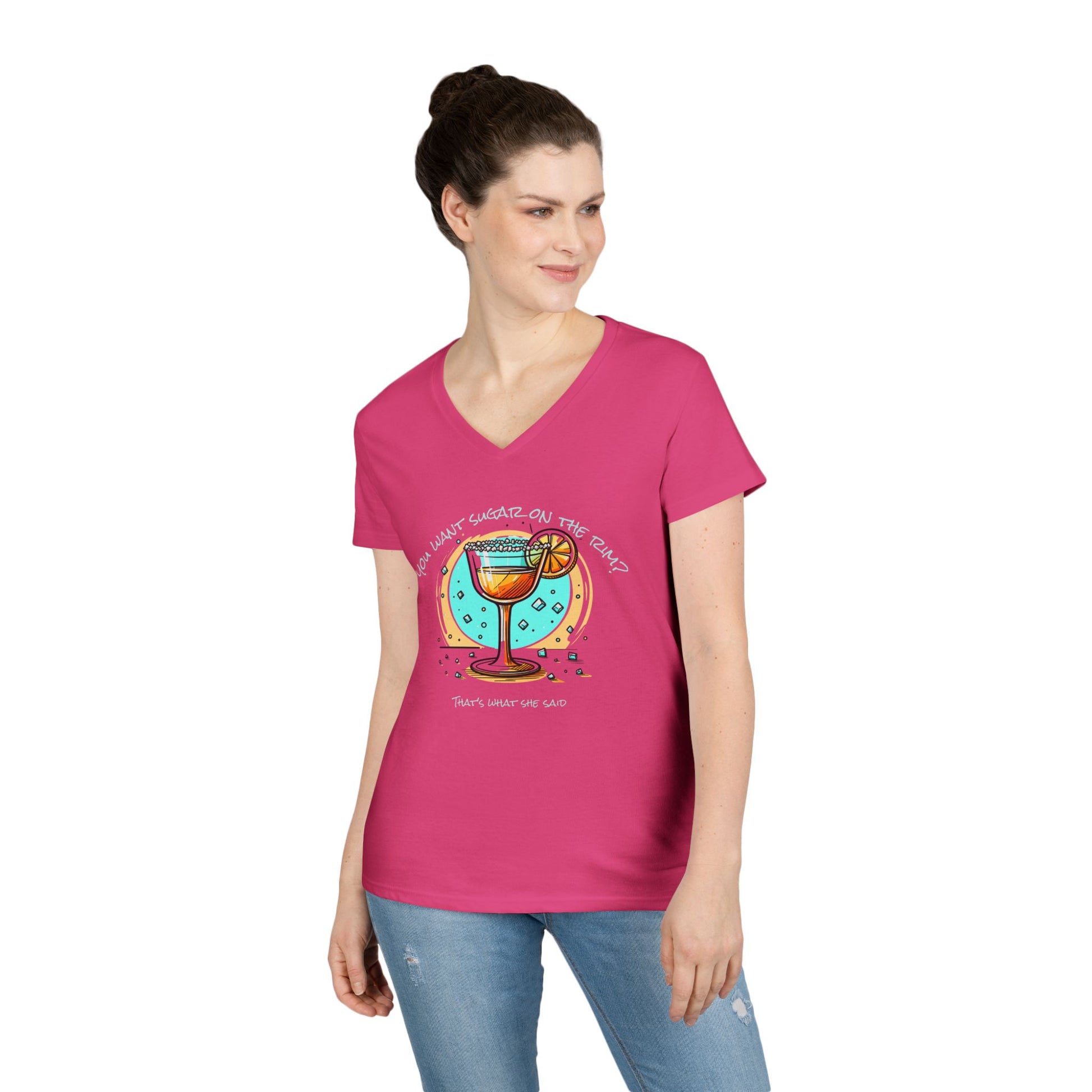 V-Neck T-Shirt Sugary Rim Funny Quote Women's Tee
